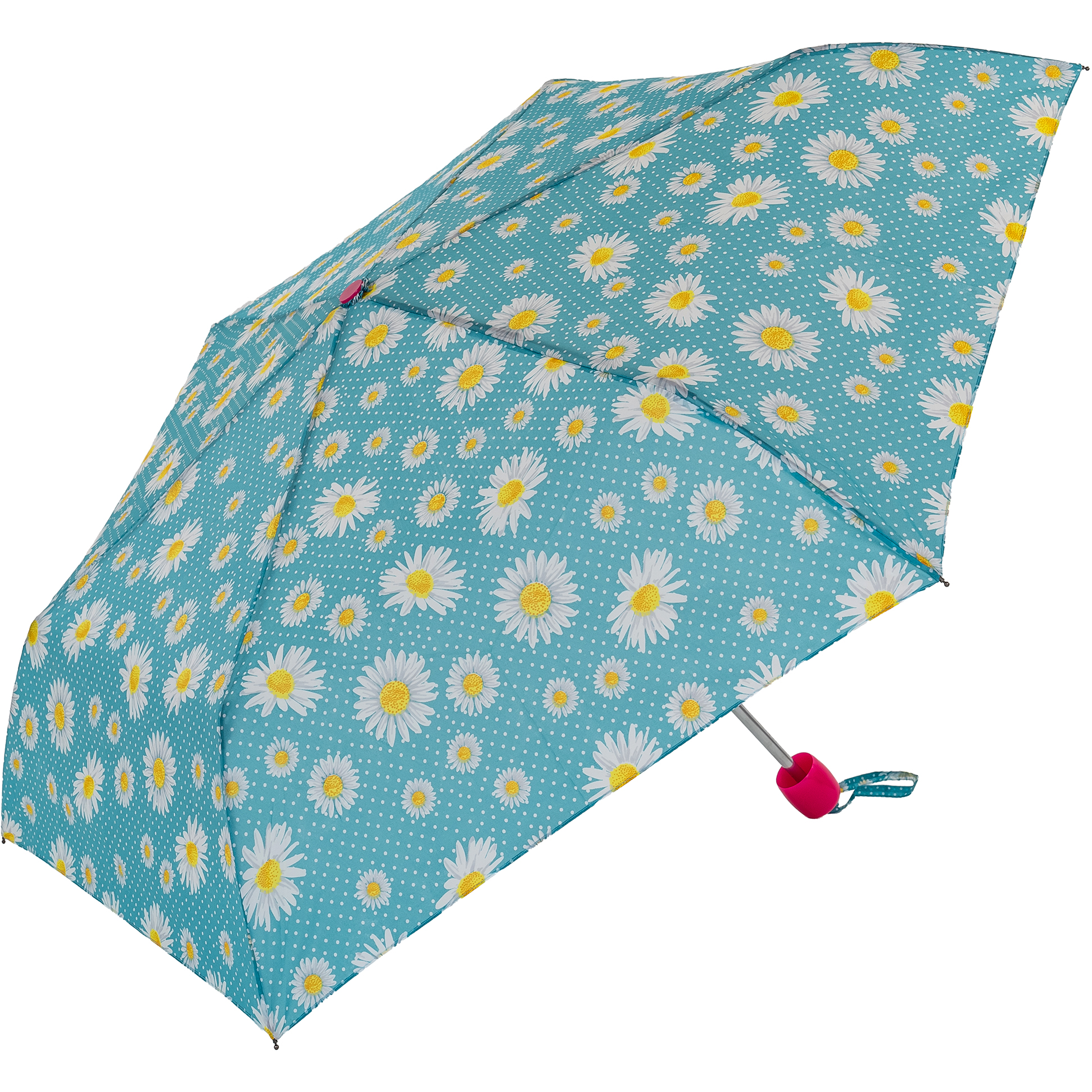 Blue Daisy Print Compact Umbrella  (31105)