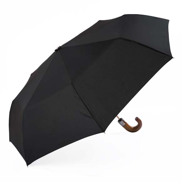 Wooden Handle Automatic Compact Folding Umbrella (3424)