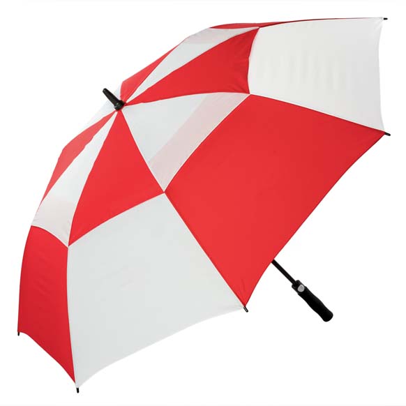 Premium Automatic Open Wind-Resistant Golf Umbrella - Red and White (3477)