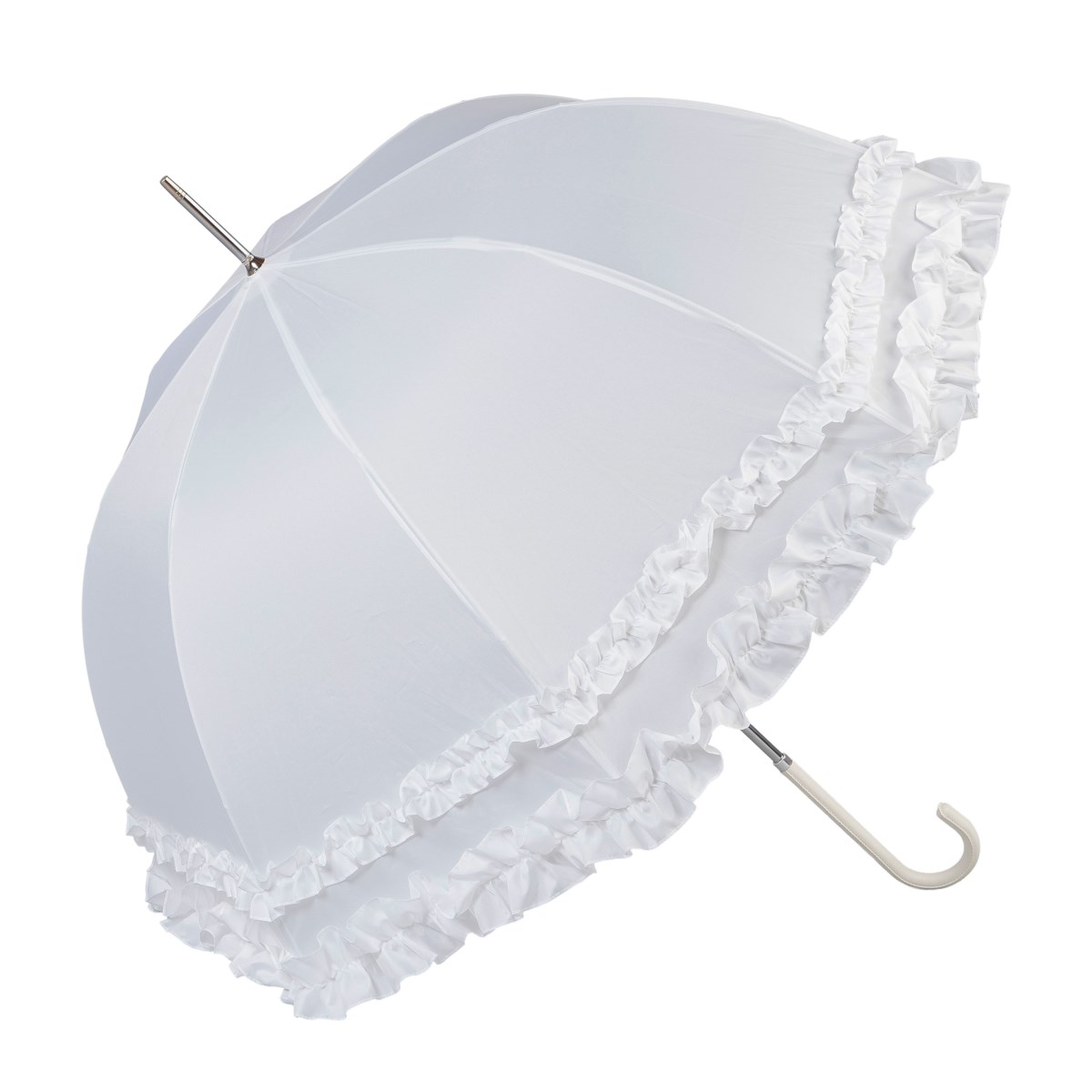 Large Double Frilled White Wedding Umbrella (12019/WHI)
