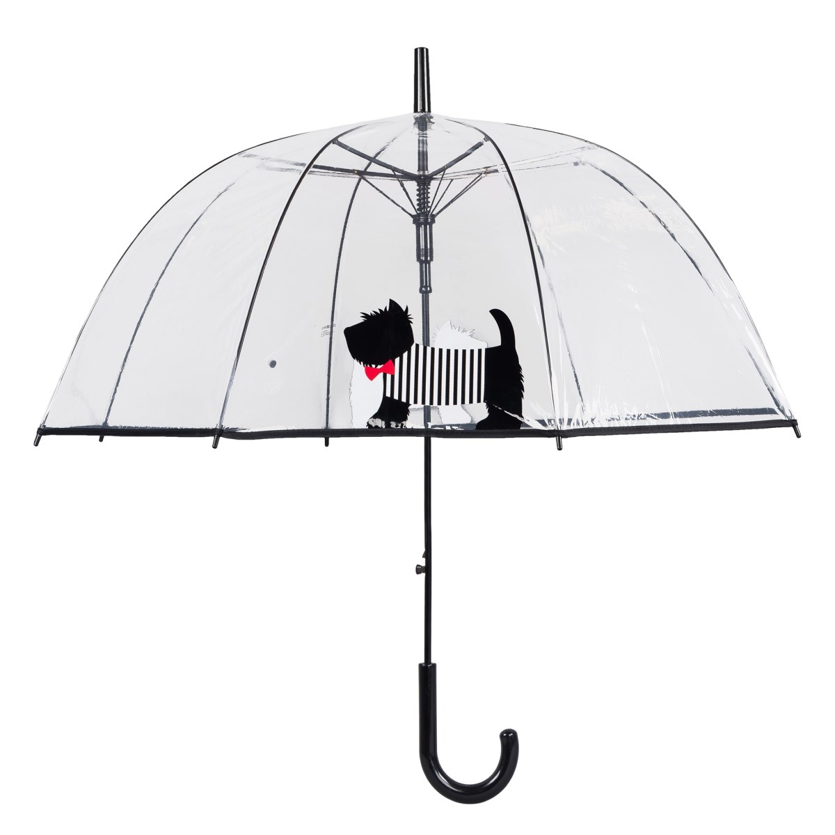 Black/Red Susino Scottie Dog Clear Domed Umbrella 