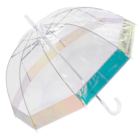 Polka ASAB Clear Dome See Through Umbrella Windproof Automatic Strong Lightweight Transparent Waterproof Leaf Design Fashion Accessory 