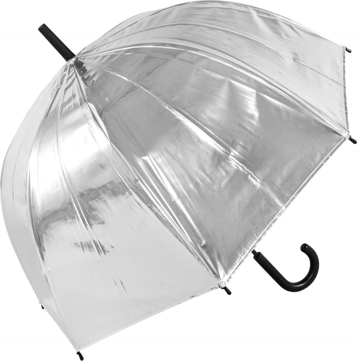 Silver Metallic Birdcage Umbrella Auto Open (18019)