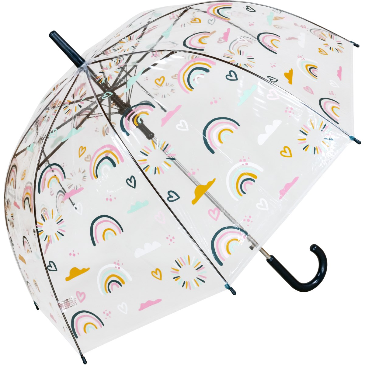 Rainbow & Hearts Clear Dome Umbrella (18028R)