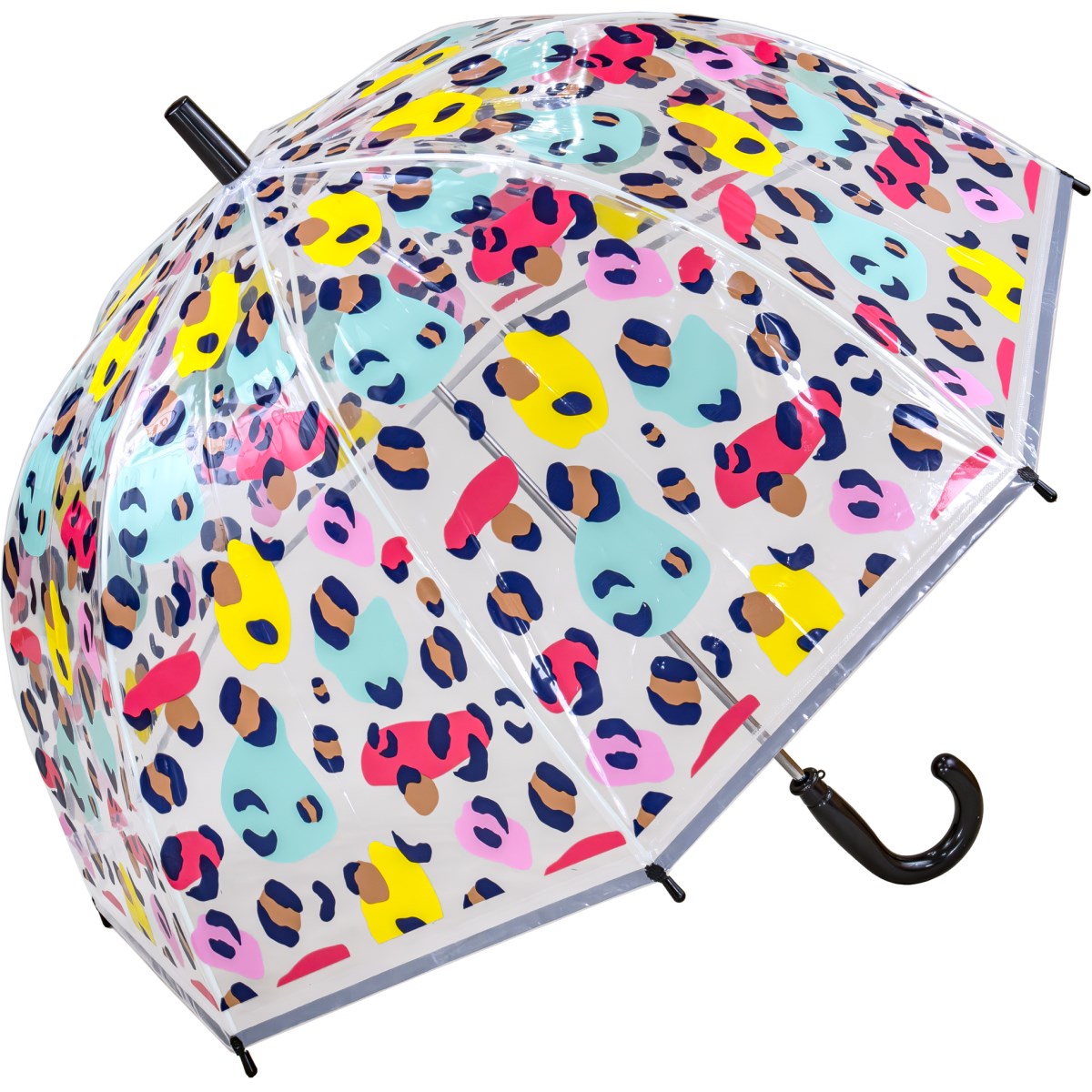 Childrens Multi Colour Animal Print Clear Dome Umbrella (18050R)