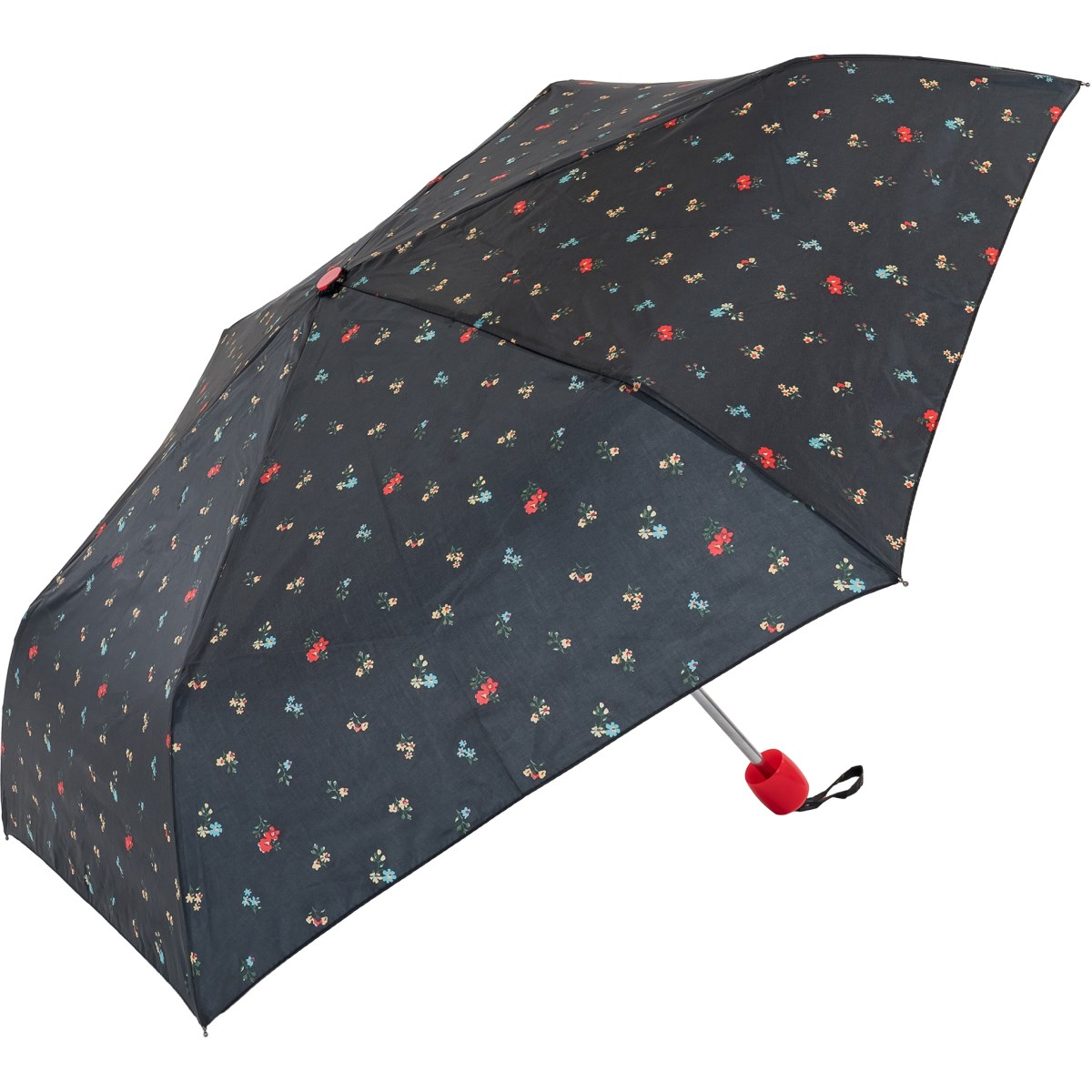 Black Ditsy Floral Ladies Compact Umbrella (31101Black)