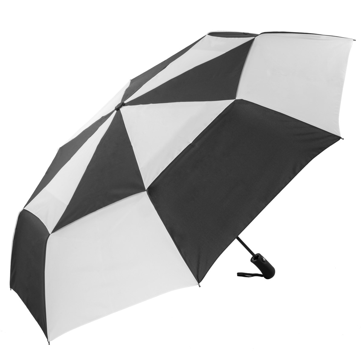 XL Canopy Folding Golf Umbrella Automatic Wind-Resistant- Black and White (31713)