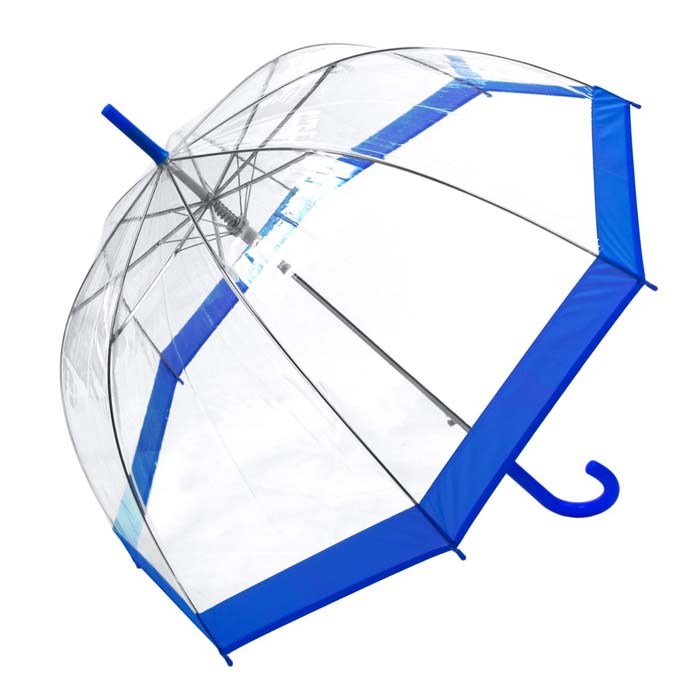 Coloured Border Clear Bubble Transparent Dome Umbrella - Blue (3466A)
