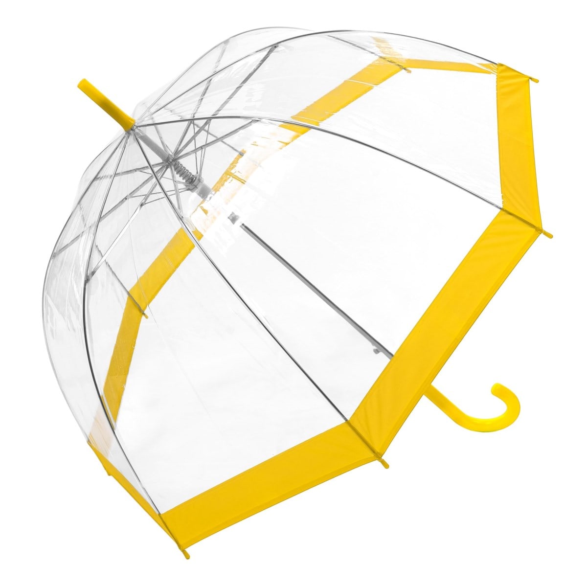 Coloured Border Clear Bubble Transparent Dome Umbrella - Yellow (3466A)