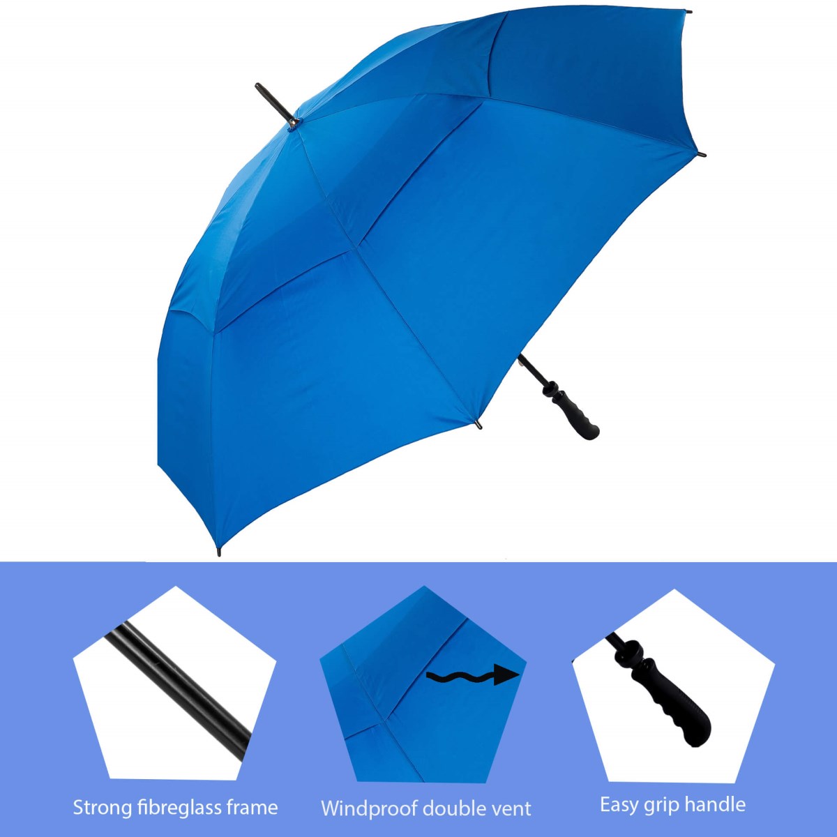 Royal Blue Windproof Golf Umbrella Large Windproof Umbrella