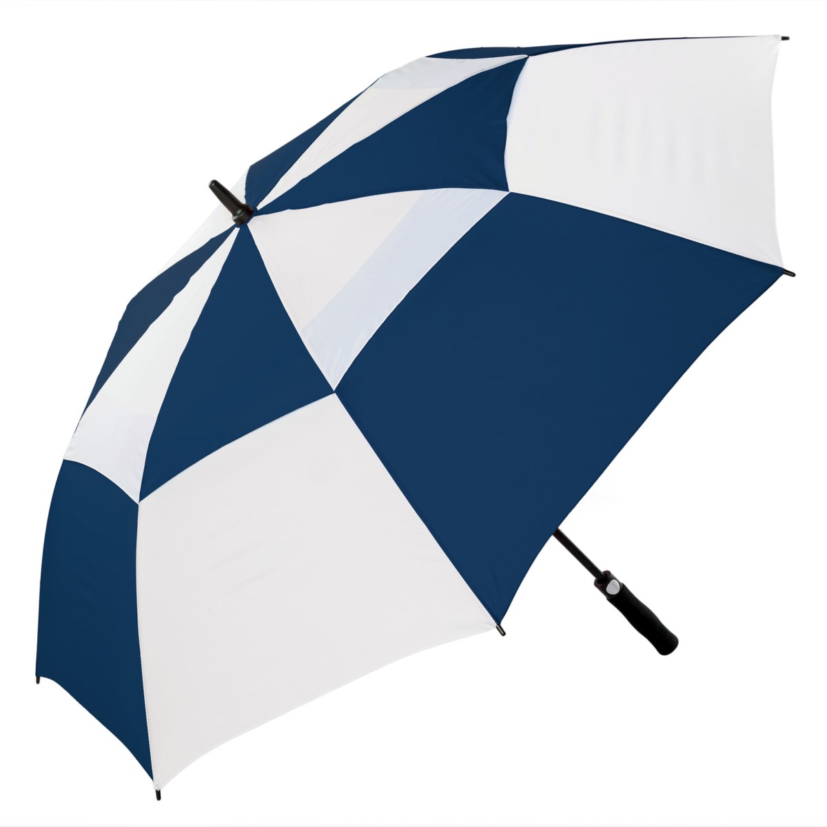 Premium Fibreglass Frame Golf Umbrella - Navy and White Auto open (3477)