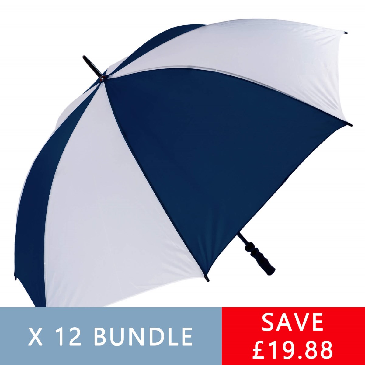 Wind Resistant Navy & White Golf Umbrella - Bundle of 12 (3473-12)