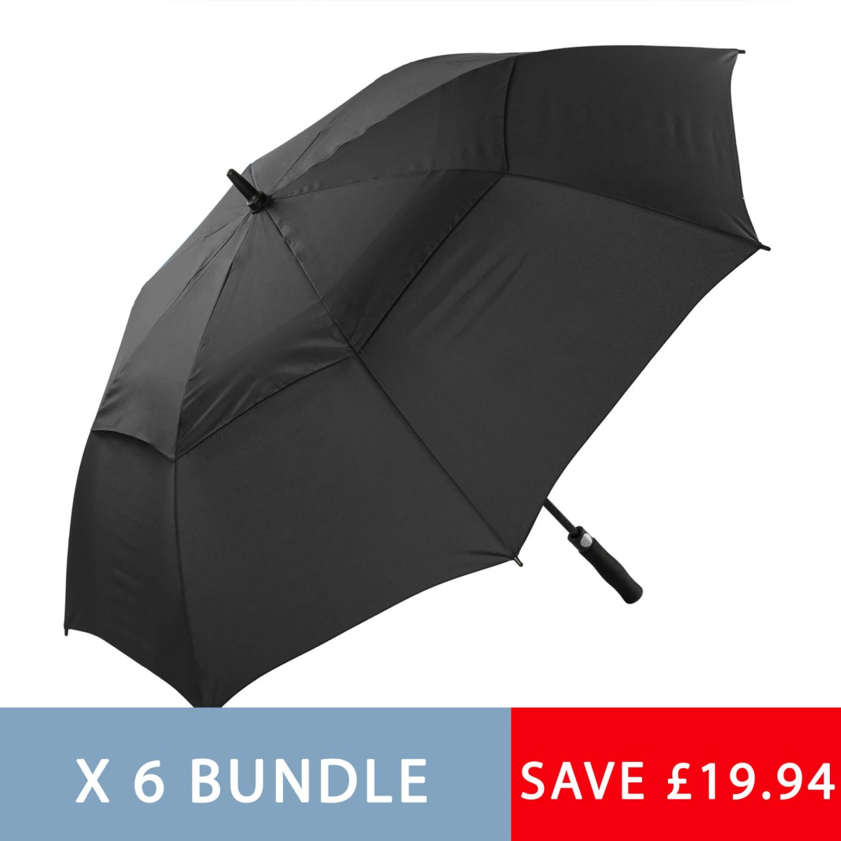 Six Black Golf Umbrellas (3477P-6)