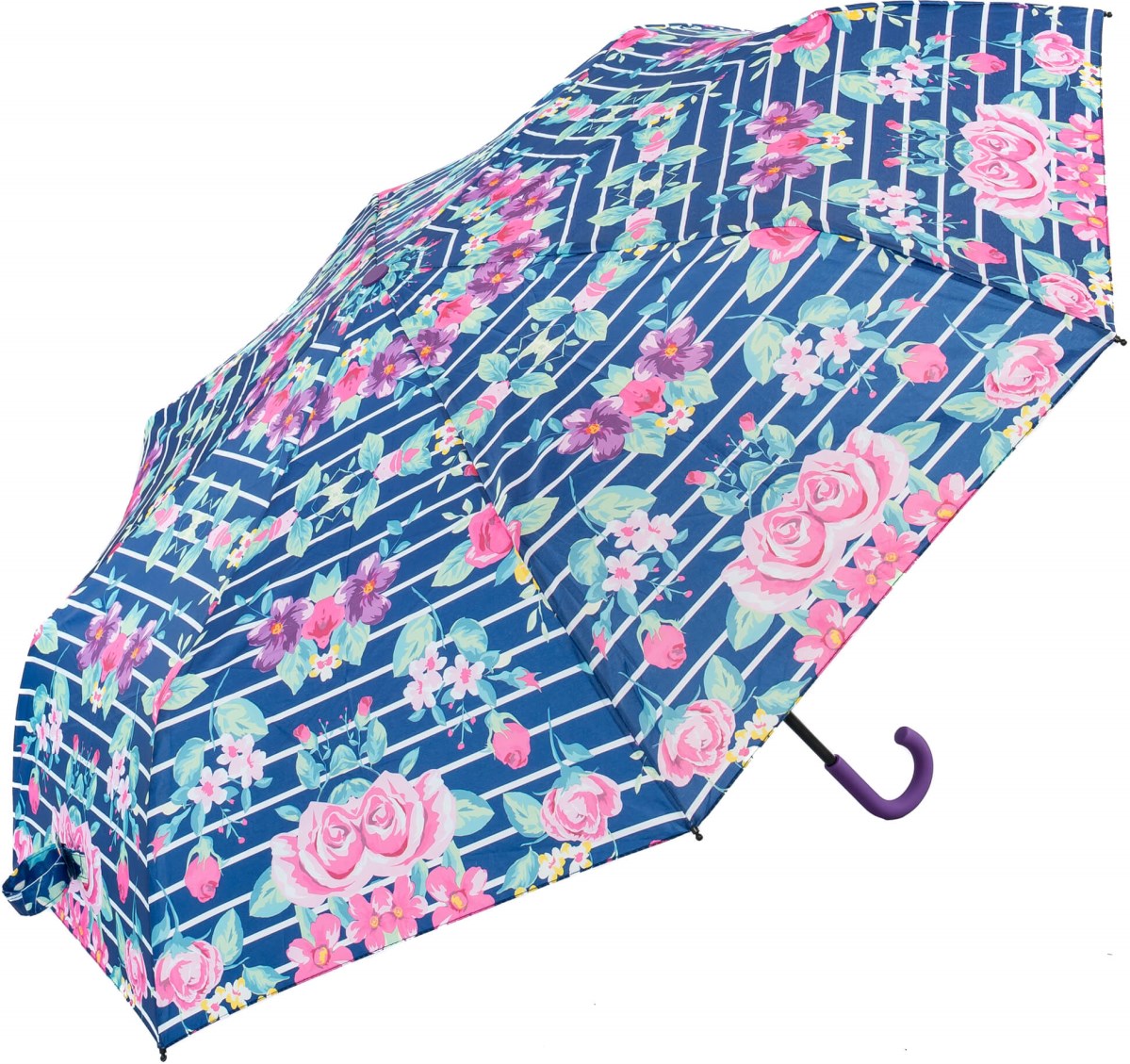 Floral Crook Purple Handle Umbrella (31904P)