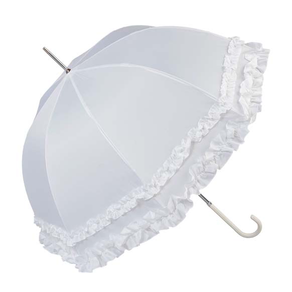 Large Double Frilled White Wedding Umbrella (12019/WHI)