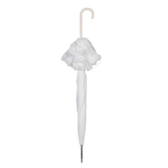 Large Double Frilled White Wedding Umbrella (12019/WHI)