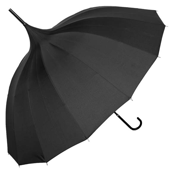 Oriental Black Ornate Pagoda Occasion Umbrella (17002/BLK)