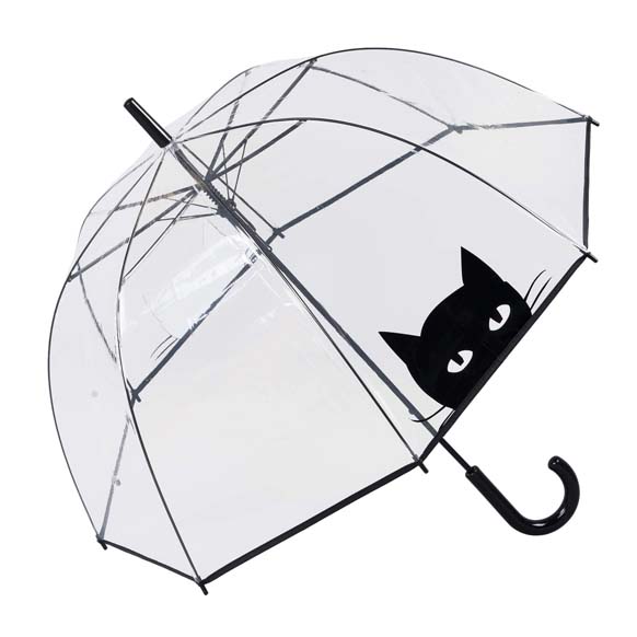 Black Cat Clear Dome Umbrella - Auto Open (18025-B)