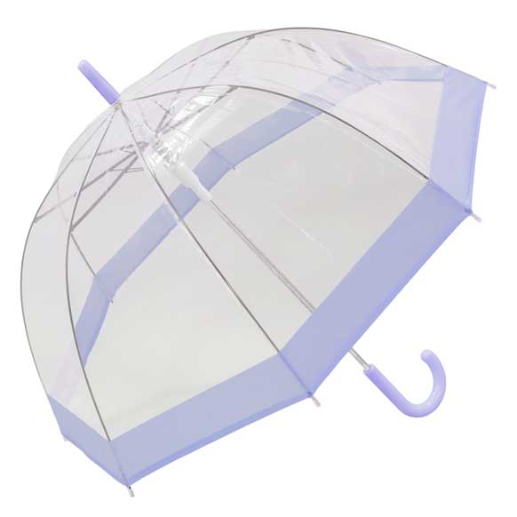 Pastel Purple Bordered Dome Umbrella Auto Open (18006)
