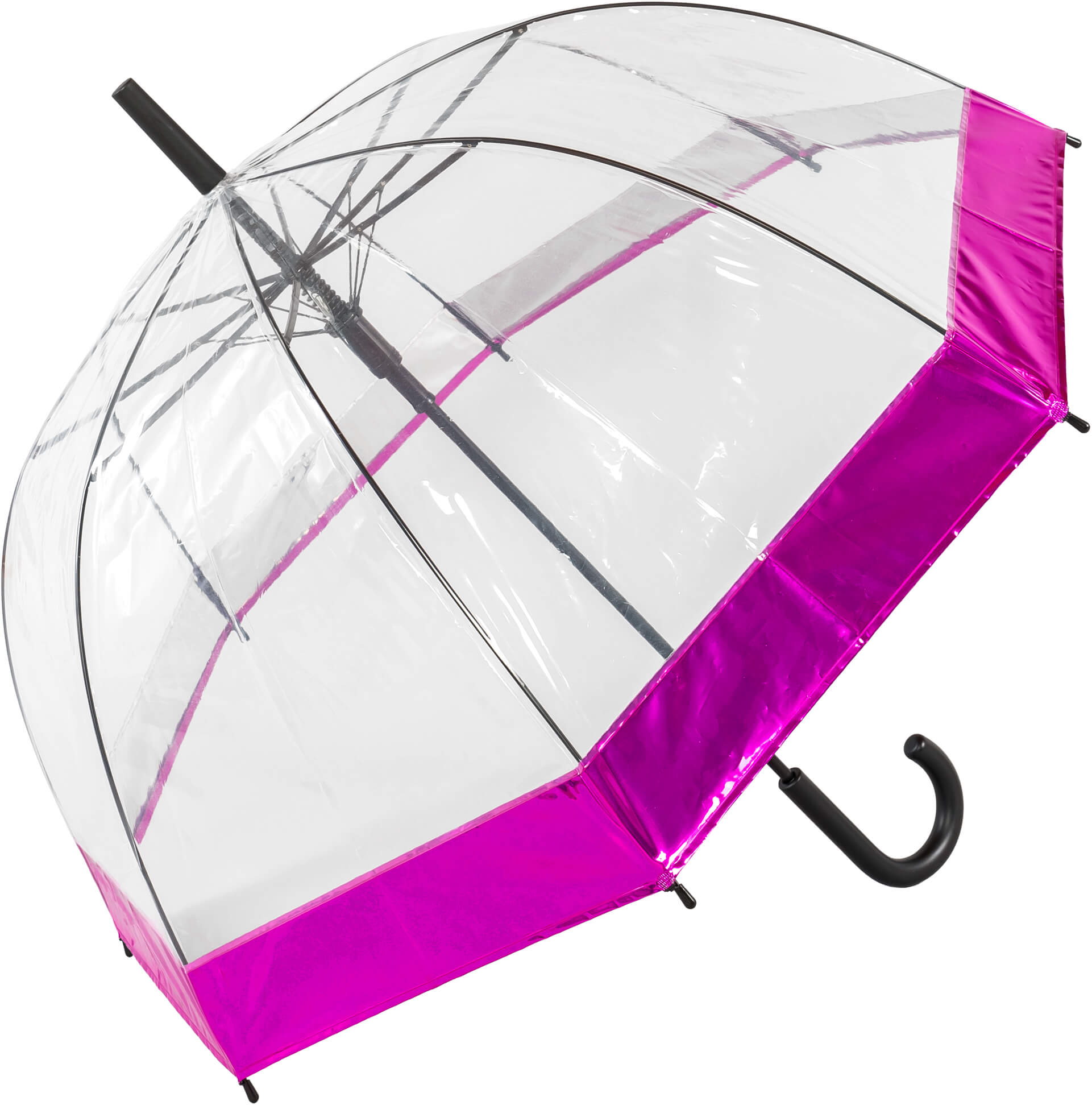 Clear Dome Umbrella with Metallic Pink Border (18020)