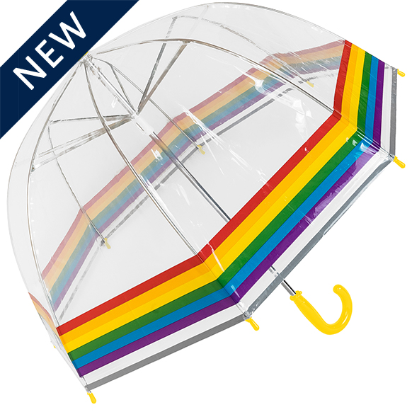Kids Rainbow Border Transparent Dome with Reflective Strip - Yellow Handle (18023-Y)