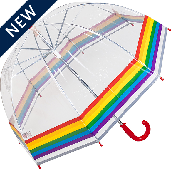 Kids Rainbow Border Transparent Dome with Reflective Strip - Red Handle (18023-R)
