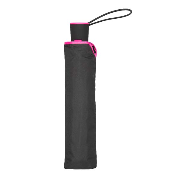 Wind Resistant Pink Colour Trim Automatic Compact Umbrella (31509)