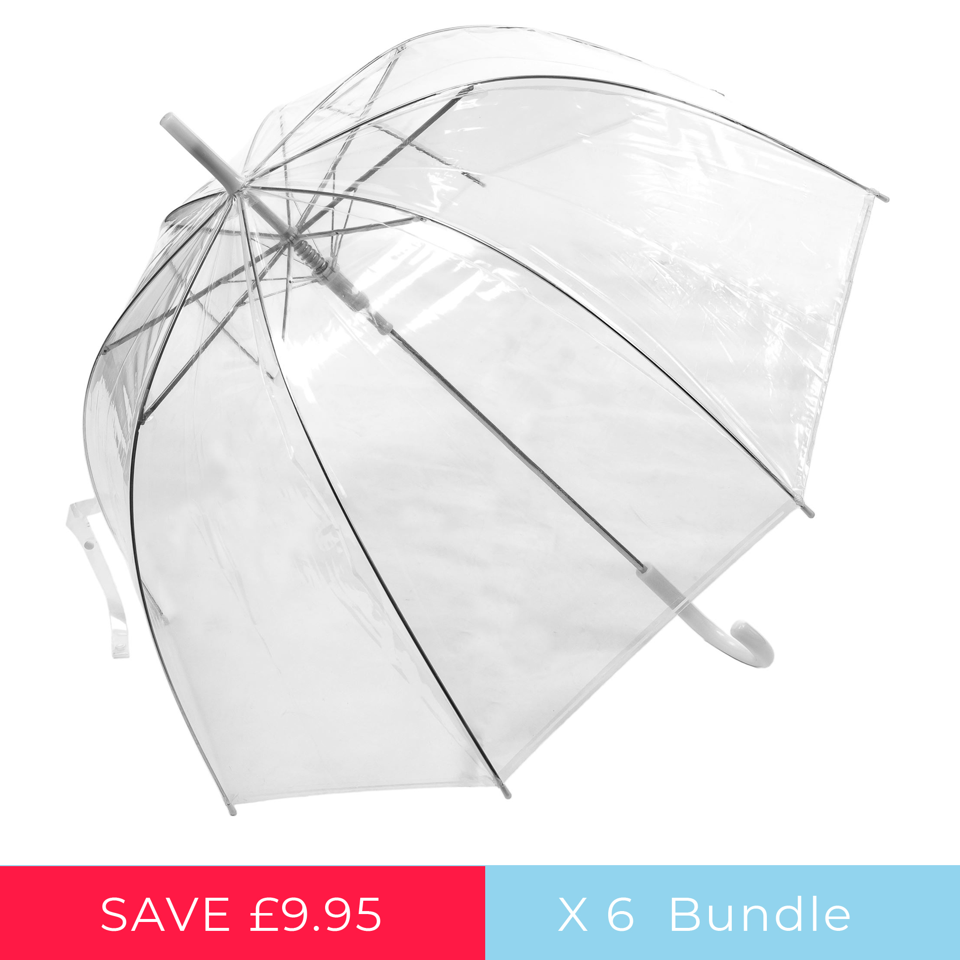 See Through Clear Umbrella Dome Bundle Auto Open (3476-6)
