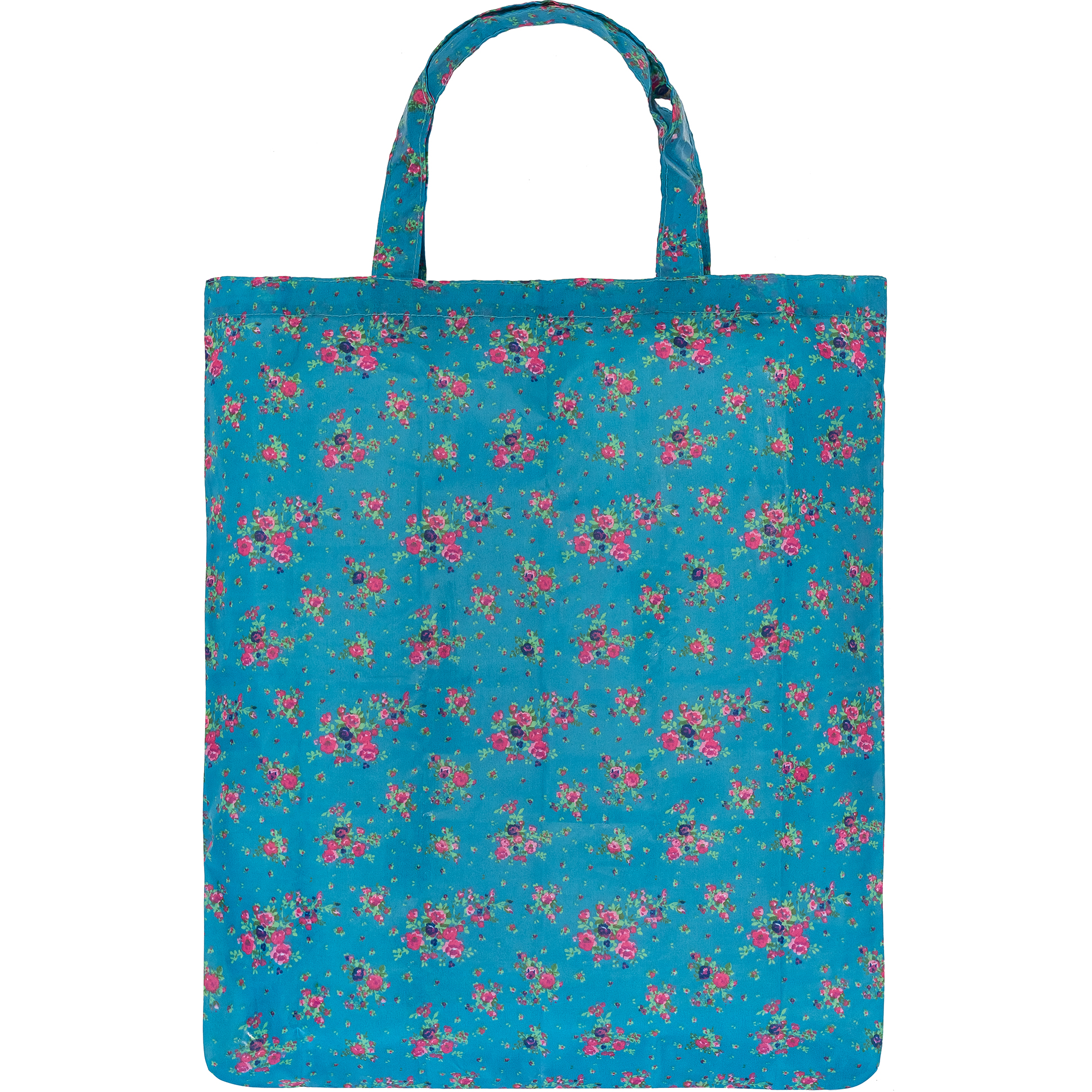 Blue and pink flowers reusable shopping bag (cb020blue)