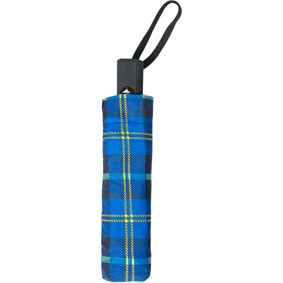 Blue Automatic Open and Close Tartan Umbrella (31905-B)