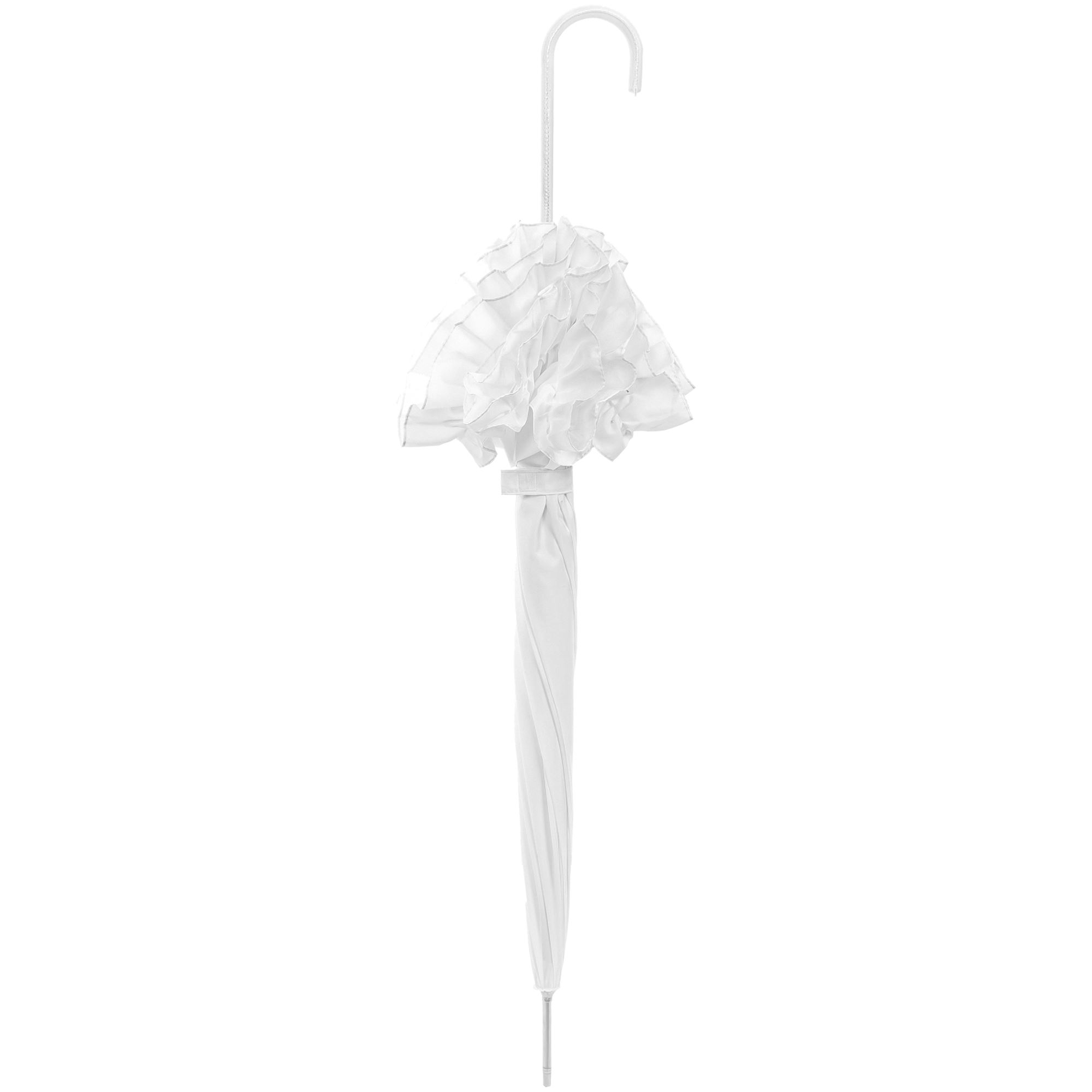 Luxury Large Frilled "Mr & Mrs" Wedding Umbrella (17015/WHI)