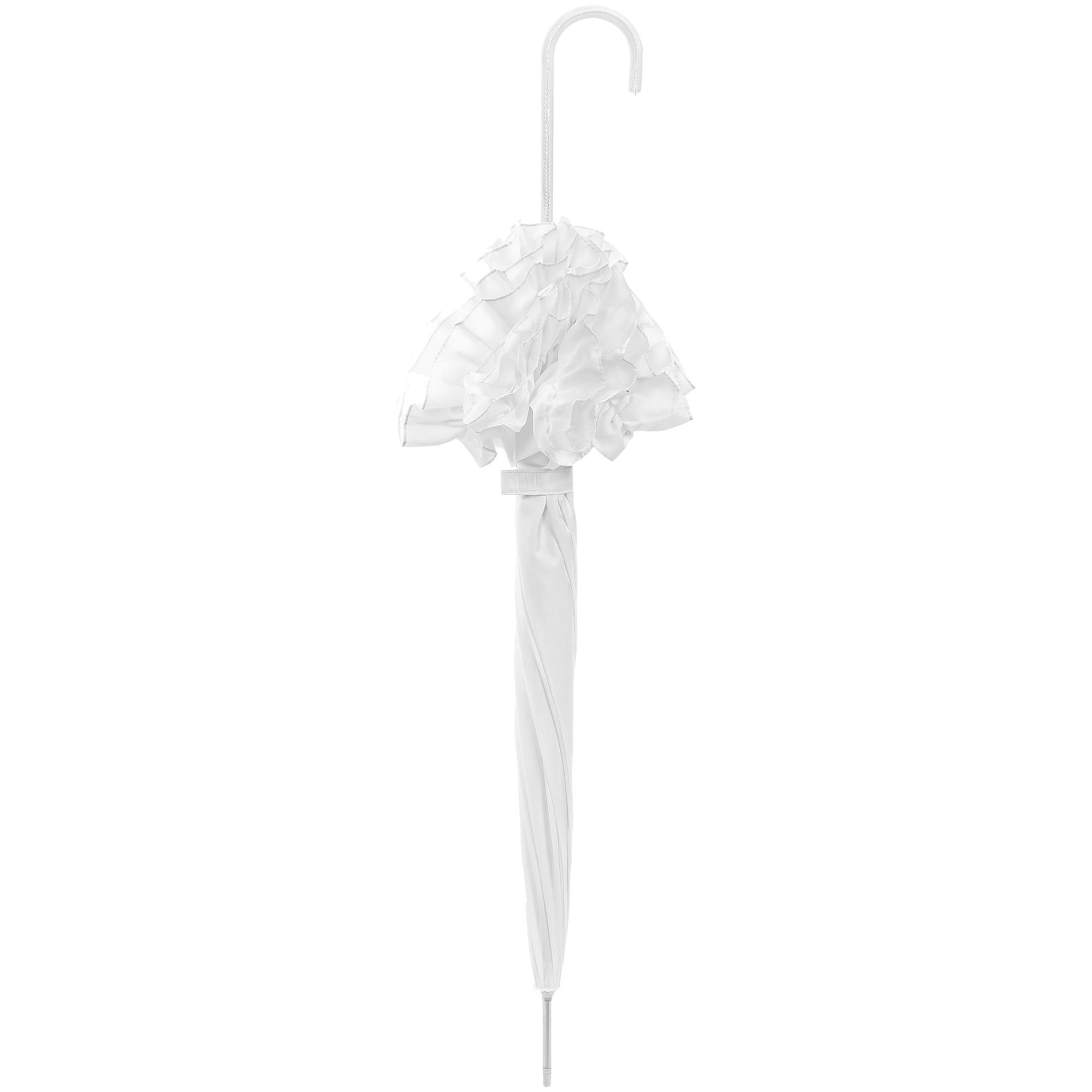 Luxury Large Frilled "Just Married" Wedding Umbrella (17015/WHI)