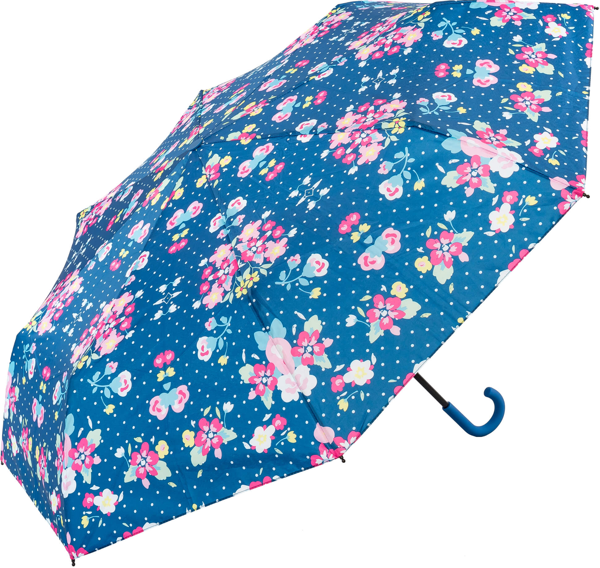 Floral Crook Blue Handle Umbrella (31904B)